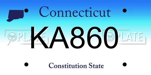 KA860 Connecticut License Plate