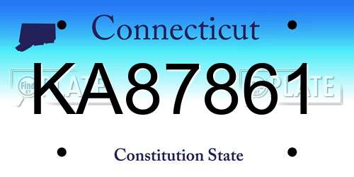 KA87861 Connecticut License Plate