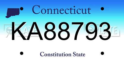KA88793 Connecticut License Plate