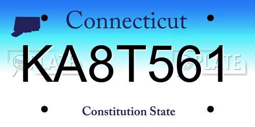 KA8T561 Connecticut License Plate