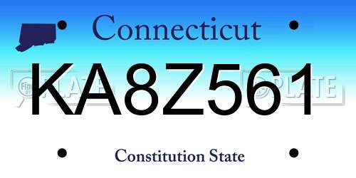 KA8Z561 Connecticut License Plate