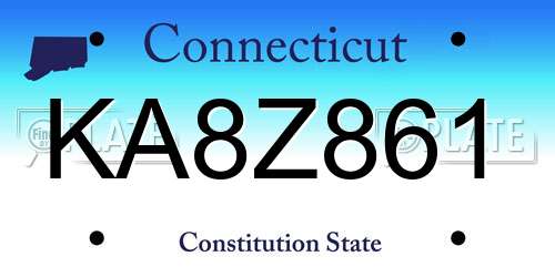 KA8Z861 Connecticut License Plate