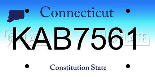 KAB7561 Connecticut License Plate