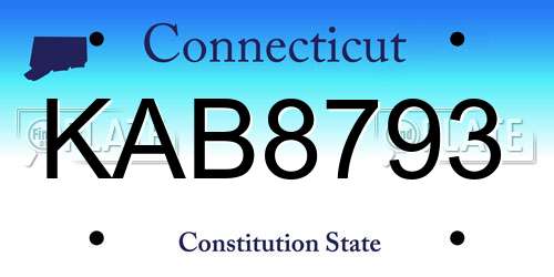 KAB8793 Connecticut License Plate
