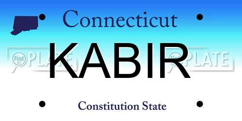 KABIR Connecticut License Plate