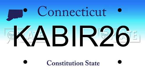 KABIR26 Connecticut License Plate