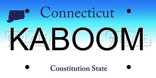 KABOOM Connecticut License Plate