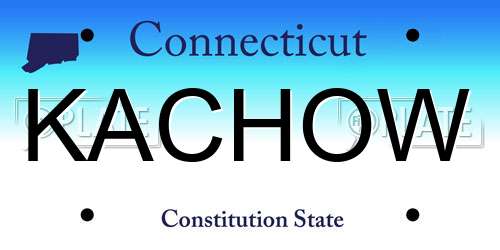 KACHOW Connecticut License Plate
