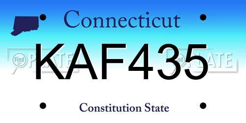 KAF435 Connecticut License Plate