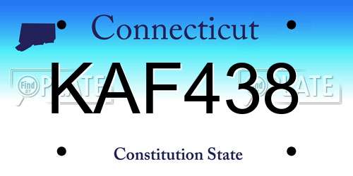 KAF438 Connecticut License Plate