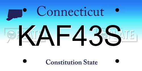 KAF43S Connecticut License Plate
