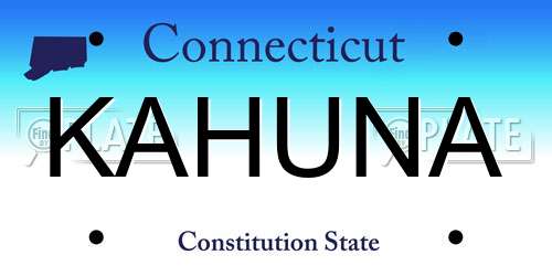 KAHUNA Connecticut License Plate
