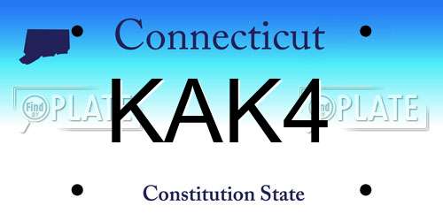 KAK4 Connecticut License Plate