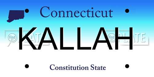 KALLAH Connecticut License Plate