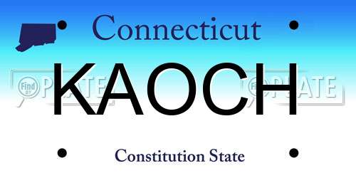 KAOCH Connecticut License Plate