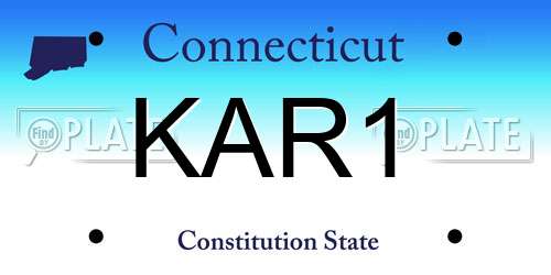 KAR1 Connecticut License Plate