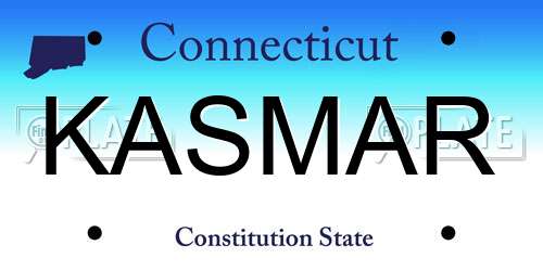 KASMAR Connecticut License Plate