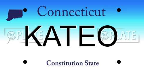 KATEO Connecticut License Plate