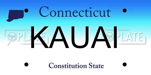 KAUAI Connecticut License Plate