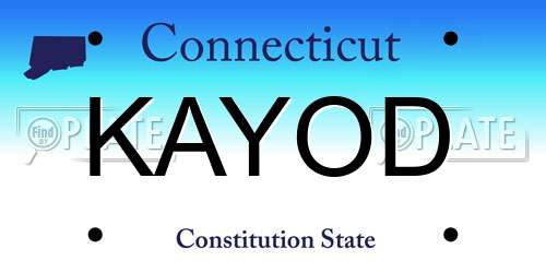 KAYOD Connecticut License Plate