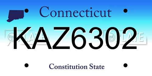 KAZ6302 Connecticut License Plate