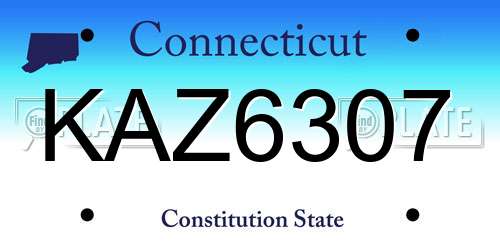 KAZ6307 Connecticut License Plate