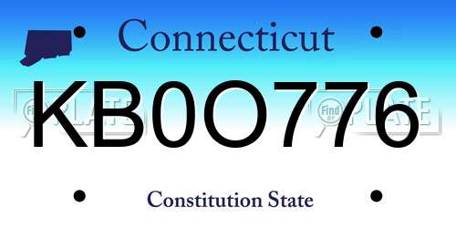 KB0O776 Connecticut License Plate