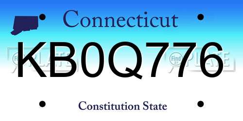 KB0Q776 Connecticut License Plate
