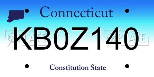KB0Z140 Connecticut License Plate