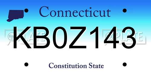 KB0Z143 Connecticut License Plate