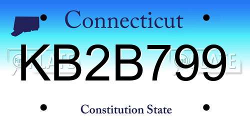KB2B799 Connecticut License Plate