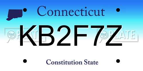 KB2F7Z Connecticut License Plate