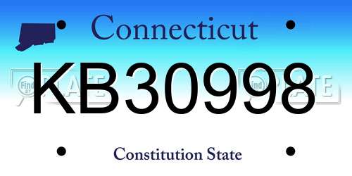 KB30998 Connecticut License Plate