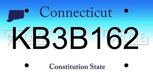 KB3B162 Connecticut License Plate