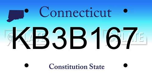 KB3B167 Connecticut License Plate