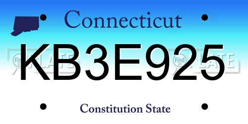 KB3E925 Connecticut License Plate