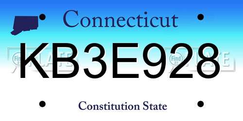 KB3E928 Connecticut License Plate