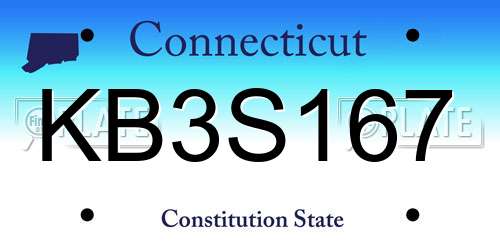 KB3S167 Connecticut License Plate
