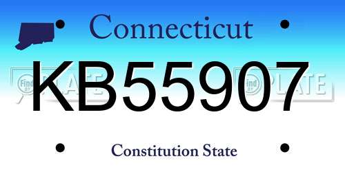 KB55907 Connecticut License Plate