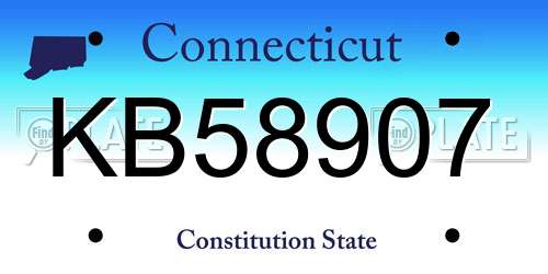 KB58907 Connecticut License Plate