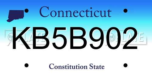 KB5B902 Connecticut License Plate