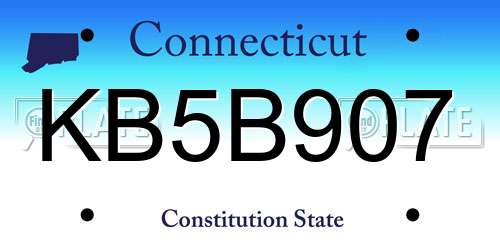 KB5B907 Connecticut License Plate