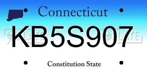 KB5S907 Connecticut License Plate