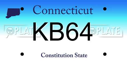 KB64 Connecticut License Plate