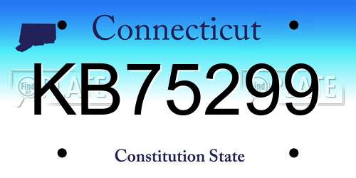 KB75299 Connecticut License Plate