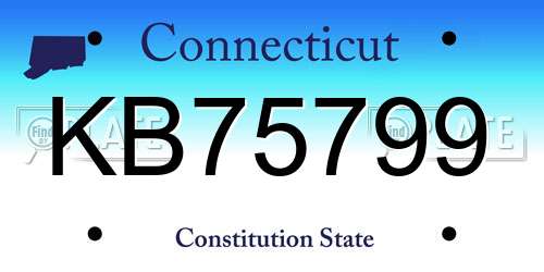 KB75799 Connecticut License Plate