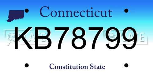 KB78799 Connecticut License Plate