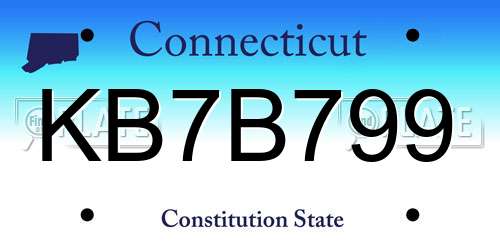 KB7B799 Connecticut License Plate