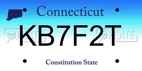 KB7F2T Connecticut License Plate