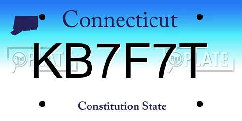 KB7F7T Connecticut License Plate